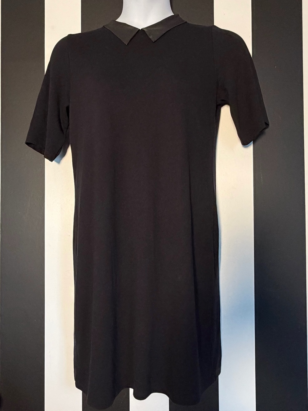 ASOS Black Short Sleeve Whimsygoth Dress with Faux Leather Collar Size US 12